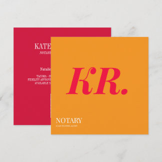Notary Public Signing Agent Monogram orange pink Announcement