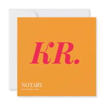 Notary Public Signing Agent Monogram orange pink