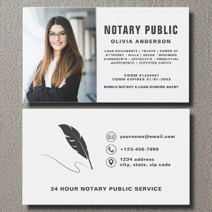 Notary Public Signing Agent Photo Modern Grey  Business Card