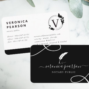 Notary Public Signing Agent Quill Logo Business Card