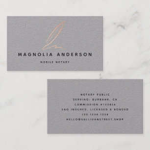 Notary Public Signing Agent Rose Gold Foil Quill  Business Card