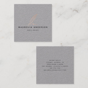 Notary Public Signing Agent Rose Gold Foil Quill Square Business Card