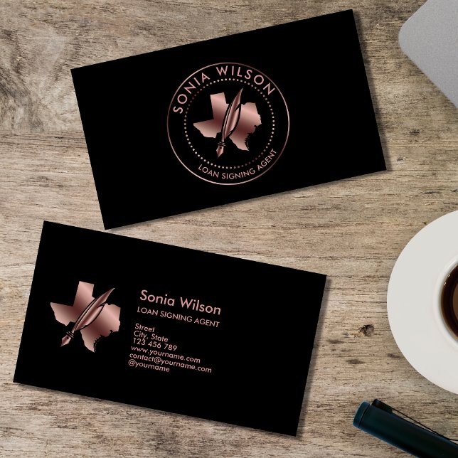 Notary Public Texas Stamp Loan Signing Agent  Business Card (Creator Uploaded)