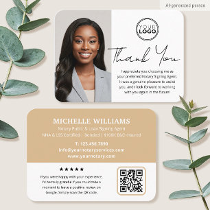 Notary Public Thank You Card Photo Logo Gold