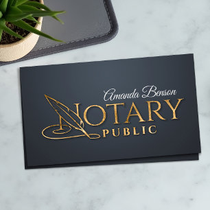 Notary Public Typography quill pen Business Card