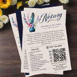 Notary Public Watercolor Quill Feather QR Code<br><div class="desc">Modern, Elegant Watercolor Quill Feather Monogram Notary Business flyer. This sophisticated design features a vintage feather pen and quill with ink, adorned with floral elements on a blush pink background. The front showcases "notary" in trendy handwritten typography, alongside your name and title. Personalise further with a QR code, contact details,...</div>