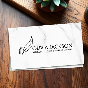 Notary quill pen and ink business card
