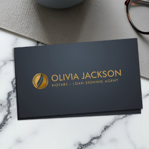 Notary quill pen and stamp business card