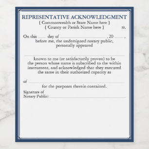 Notary Representative Acknowledgement Certificate Wine Label