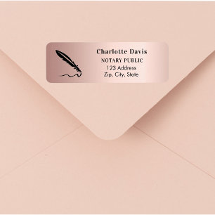 Notary rose gold pen return address