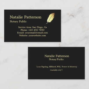 Notary Services Black Modern Business Card
