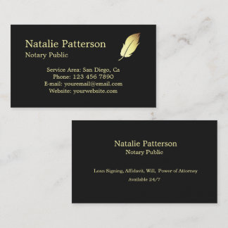 Notary Services Black Modern Business Card