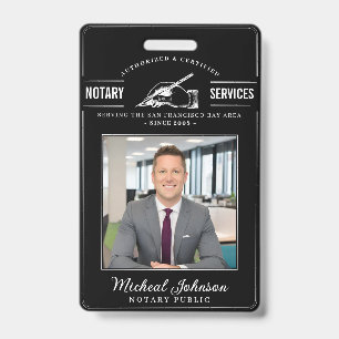 Notary Services Vintage Professional Black Custom  ID Badge