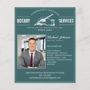 Notary Services Vintage Professional Teal Custom Flyer