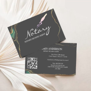 Notary Signing Agent Agate Grey Gold Glitter Business Card