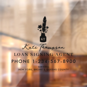 Notary Signing Agent Botanical Quill Logo