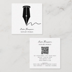 Notary Signing Agent Calligraphy QR Code Square Business Card