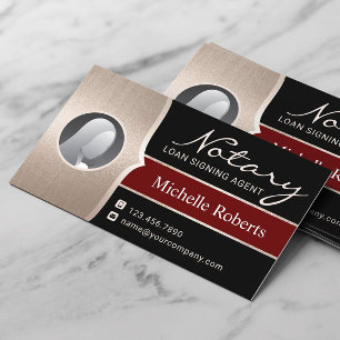 Notary Signing Agent Modern Black & Gold Photo  Business Card