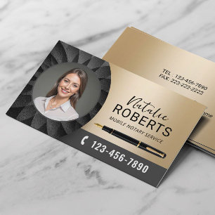 Notary Signing Agent Modern Black & Gold Photo Business Card