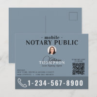 Notary Signing Agent Modern Blue Photo QR Code
