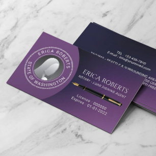 Notary Signing Agent Modern Deep Purple Photo Business Card