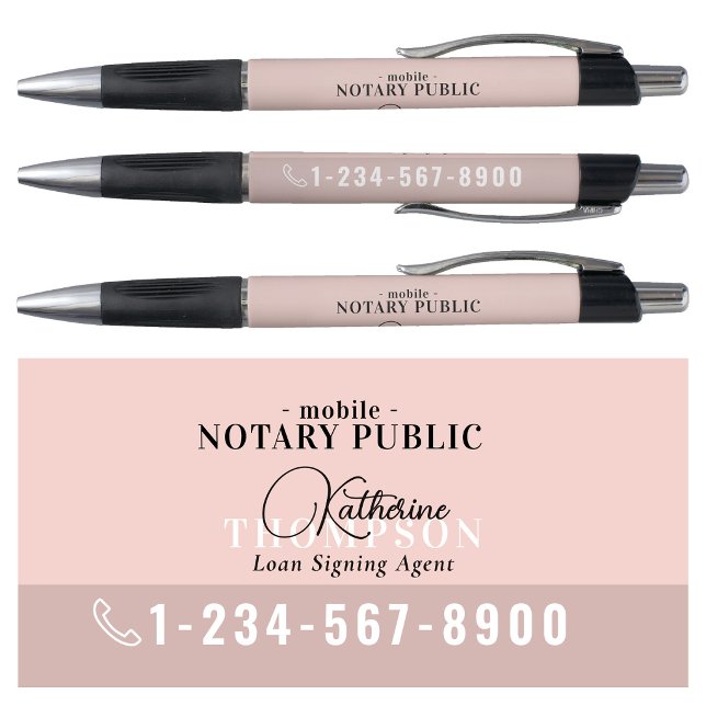 Notary Signing Agent Modern Pink Phone Number (Notary Signing Agent Modern Pink Phone Number Pen)