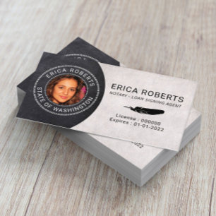Notary Stamp Loan Signing Agent Elegant Photo Business Card