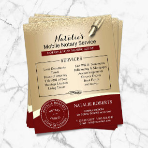 Notary Stamp Loan Signing Agent Red & Gold Flyer