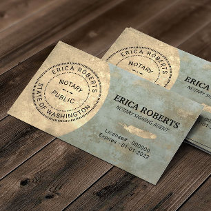 Notary Stamp Loan Signing Agent Vintage Bronze Business Card