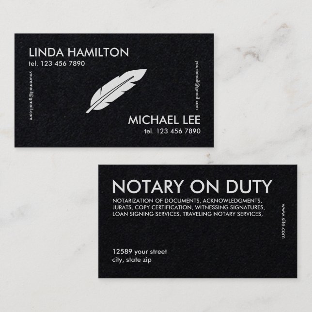 Notary Two Names Premium Business Card (Front/Back)