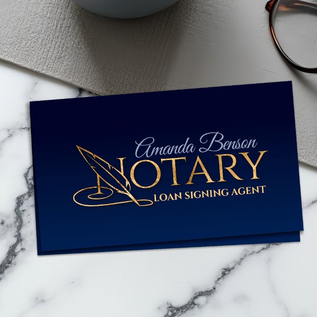 Notary Typography quill pen Business Card (Creator Uploaded)