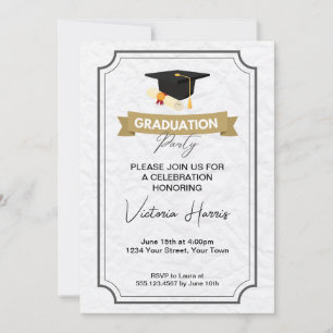 Notch Corner Banner Elegant Graduation Party Invitation