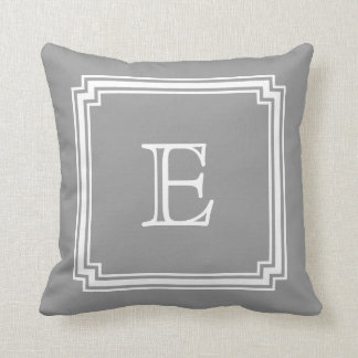 Notched Corner Frame Grey Background Monogram Cushion