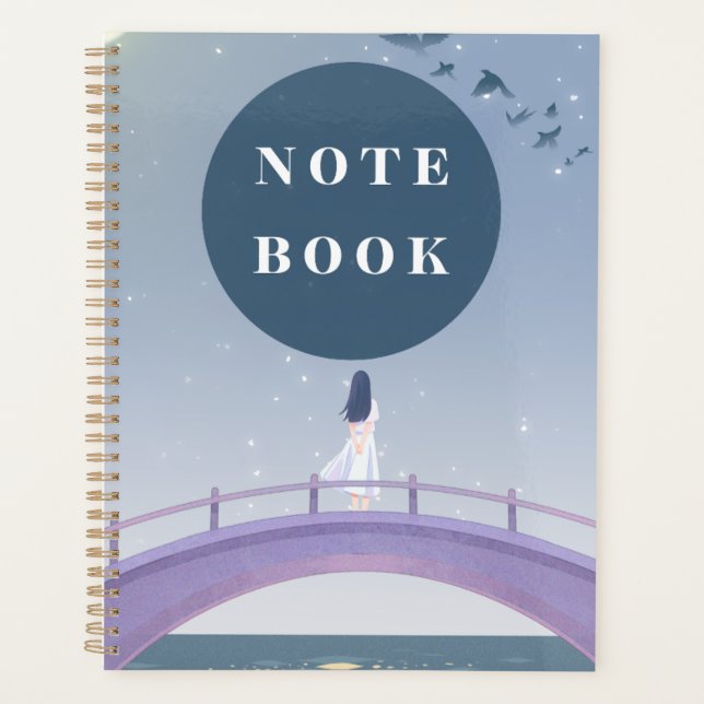 "NOTE BOOK" | Magical Starry Night Bridge  Planner (Front)