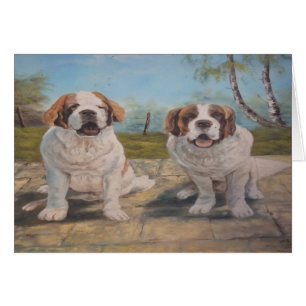 Note Card Ann Hayes Painting Two St Bernards