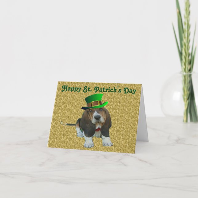 Note Card Basset Hound Happy St.Patrick's (Front)