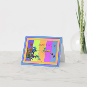 Note Card, Blank, Colourful Flowers and Background Card