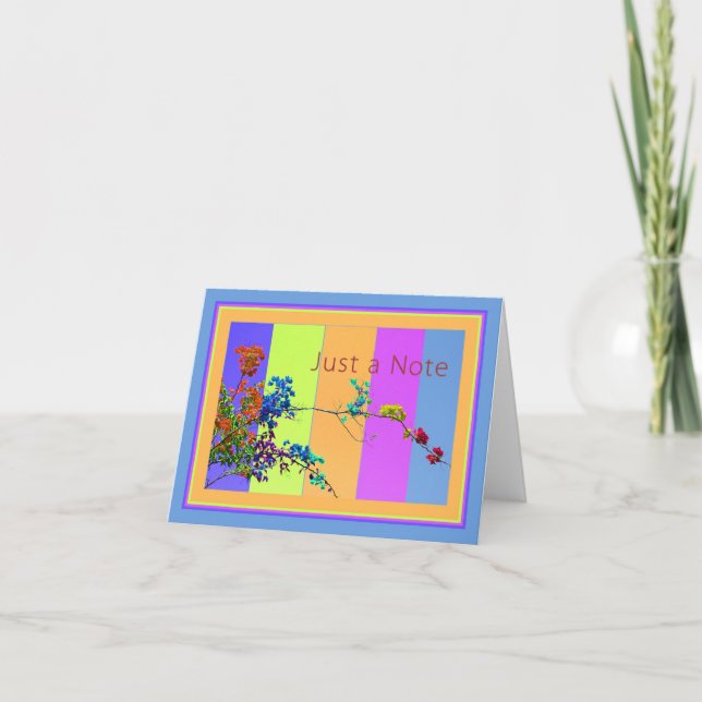 Note Card, Blank, Colourful Flowers and Background Card (Front)