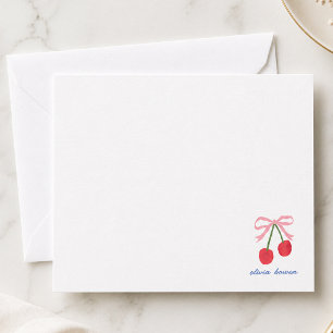 Note Card Cherry Coquette Bow Cute Illustration