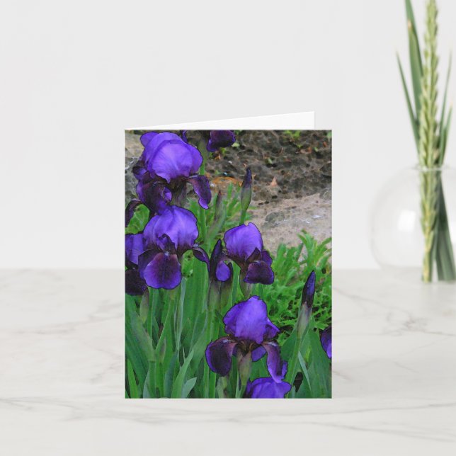 NOTE CARD, "DEEP-PURPLE IRISES" /PHOTOG. CARD (Front)