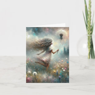 Note Card Girl With Dandelion