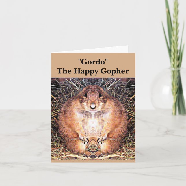 Note Card "Gordo" The Happy Gopher (Front)