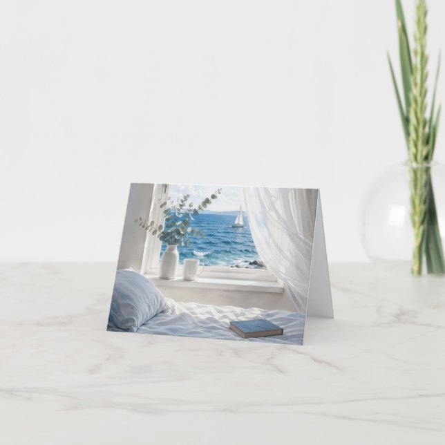 Note Card Ocean View from a Bedroom Window (Front)