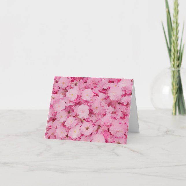 Note Card Pink Cherry Blossom Floral Botanical (Front)