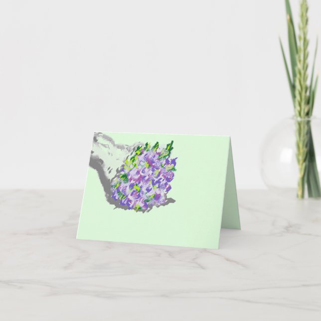 Note Card :  Purple Petaled Flower Bouquet (Front)