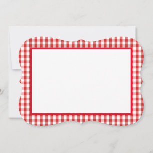Note Card- Red & White Gingham Print Card
