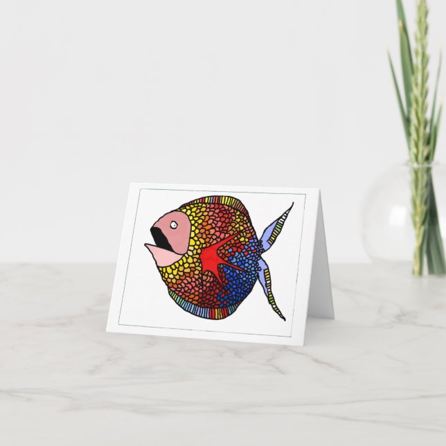 Note card showing a colourful Fantasy Fish named (Front)