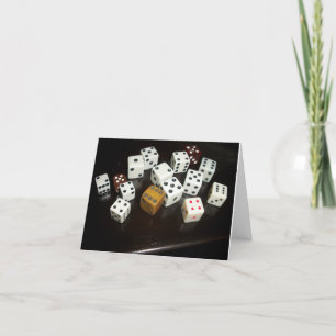 note card with dice