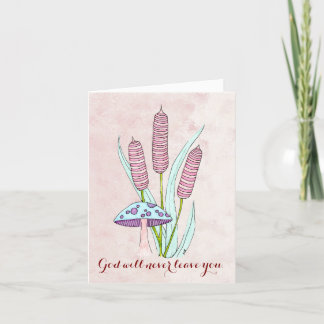 Note Card with Mushrooms and Cattails