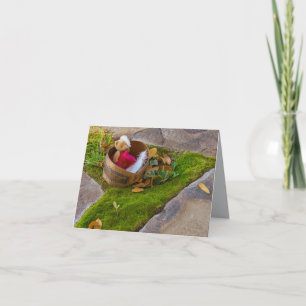 Note card with teddy bear theme in pink & green